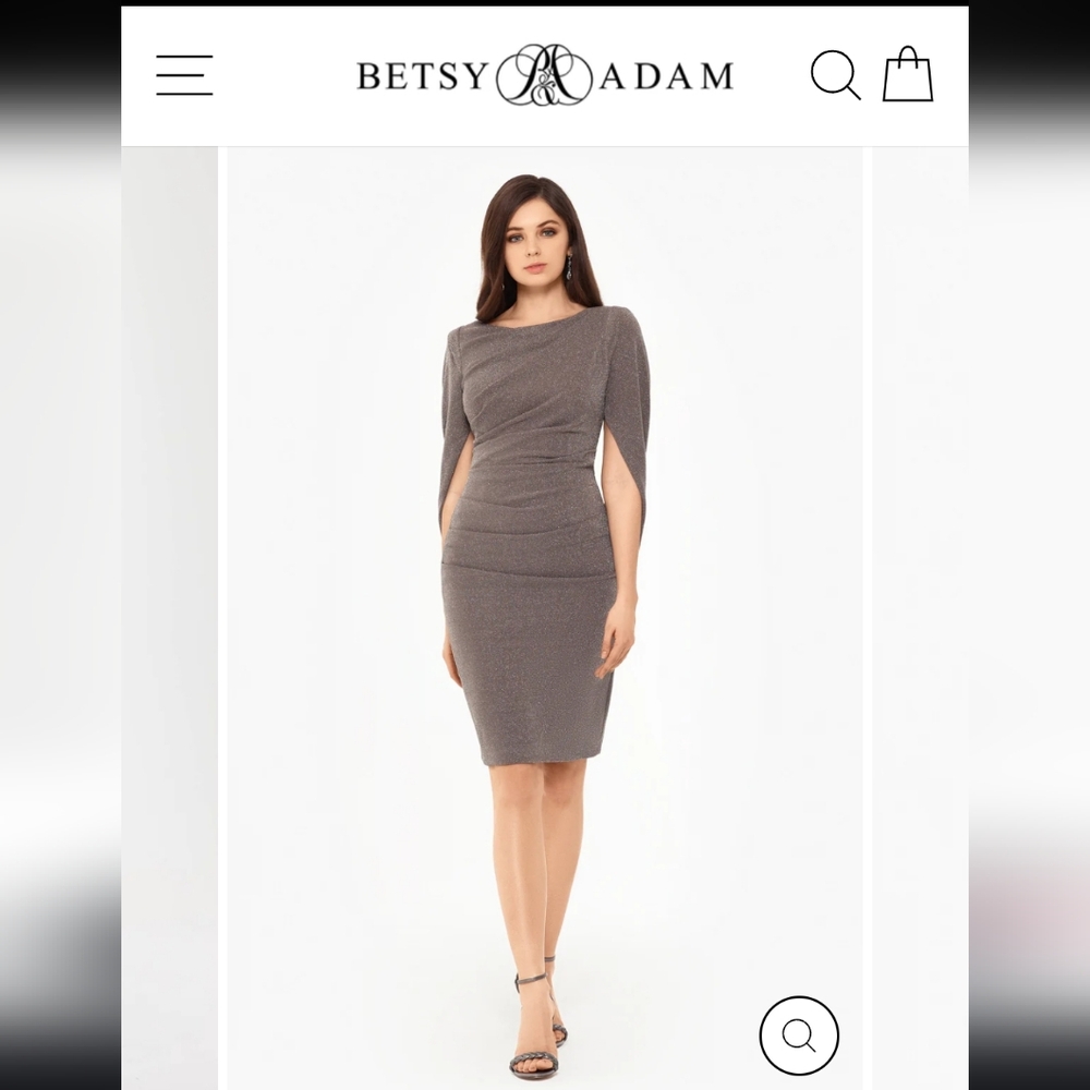 Betsy & Adam Metallic-Knit Draped Sheath Dress